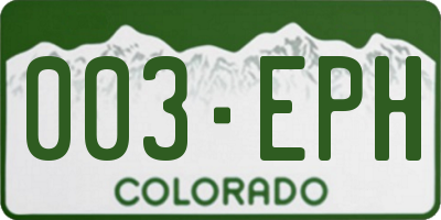 CO license plate 003EPH
