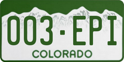 CO license plate 003EPI