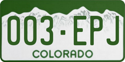 CO license plate 003EPJ