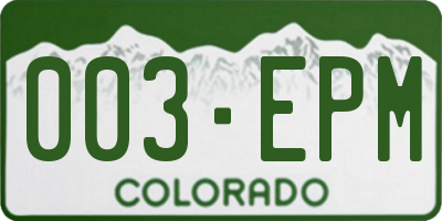 CO license plate 003EPM