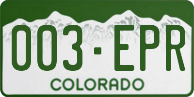 CO license plate 003EPR