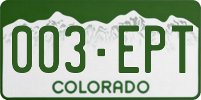 CO license plate 003EPT