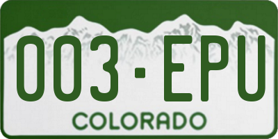 CO license plate 003EPU