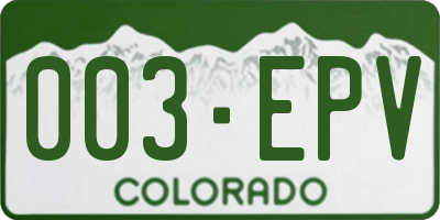 CO license plate 003EPV