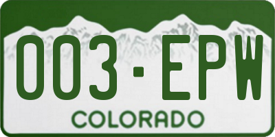 CO license plate 003EPW