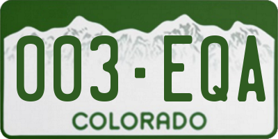 CO license plate 003EQA