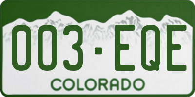 CO license plate 003EQE