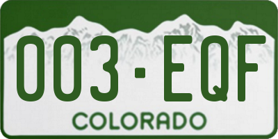 CO license plate 003EQF