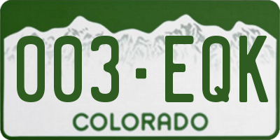 CO license plate 003EQK