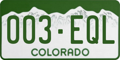 CO license plate 003EQL