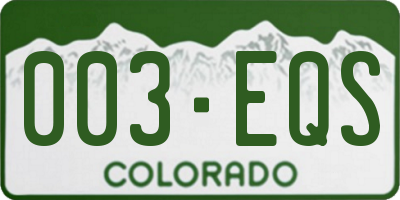 CO license plate 003EQS