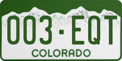 CO license plate 003EQT