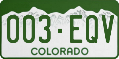 CO license plate 003EQV