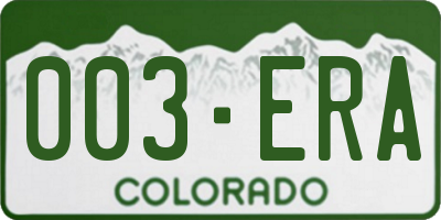 CO license plate 003ERA