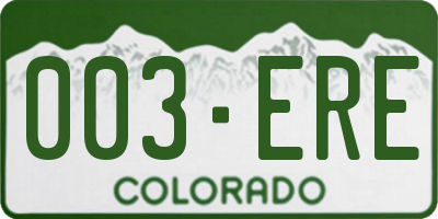 CO license plate 003ERE