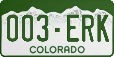 CO license plate 003ERK