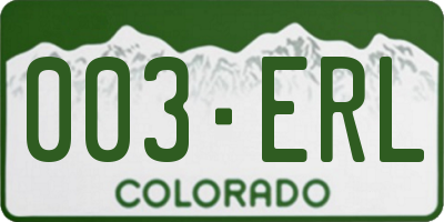 CO license plate 003ERL