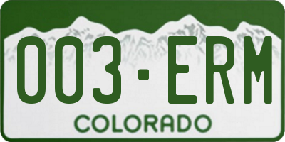 CO license plate 003ERM