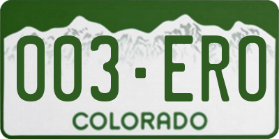 CO license plate 003ERO