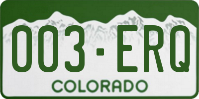 CO license plate 003ERQ