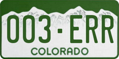 CO license plate 003ERR