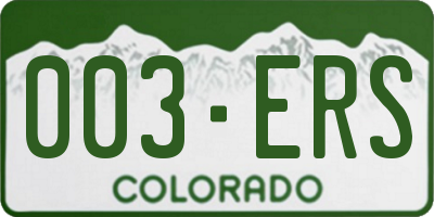 CO license plate 003ERS