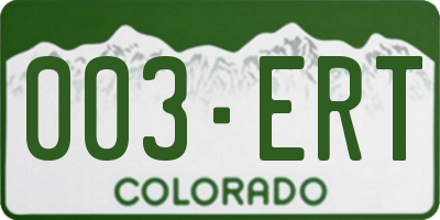 CO license plate 003ERT