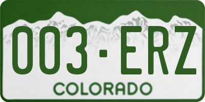 CO license plate 003ERZ