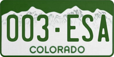 CO license plate 003ESA