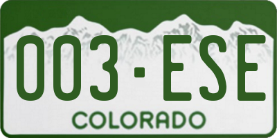 CO license plate 003ESE
