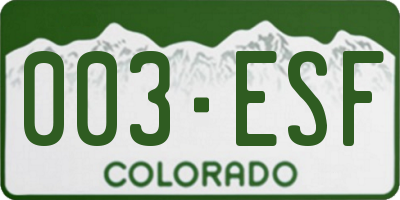 CO license plate 003ESF