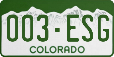 CO license plate 003ESG