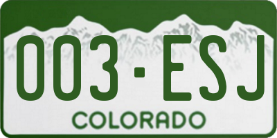 CO license plate 003ESJ