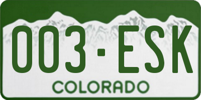 CO license plate 003ESK