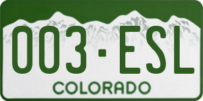 CO license plate 003ESL