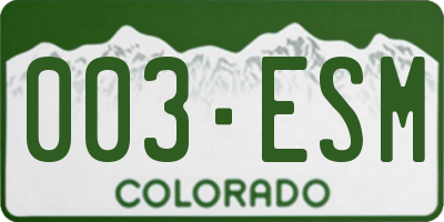 CO license plate 003ESM