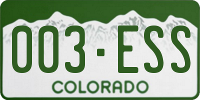 CO license plate 003ESS