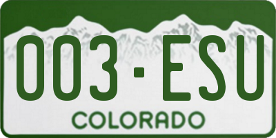 CO license plate 003ESU