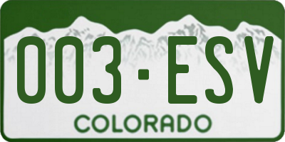 CO license plate 003ESV