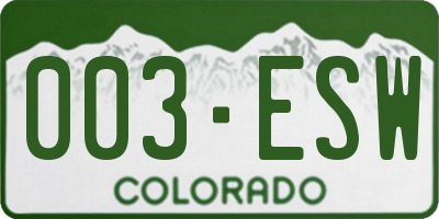 CO license plate 003ESW