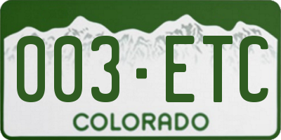 CO license plate 003ETC