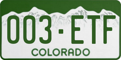 CO license plate 003ETF