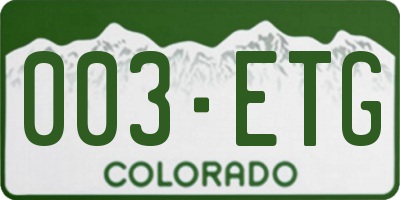 CO license plate 003ETG