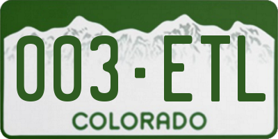 CO license plate 003ETL