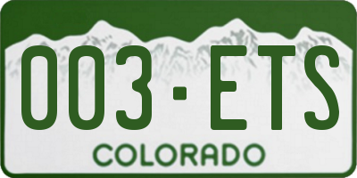 CO license plate 003ETS