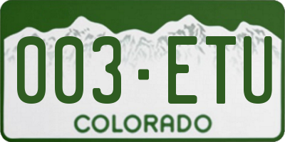 CO license plate 003ETU