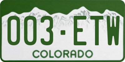 CO license plate 003ETW