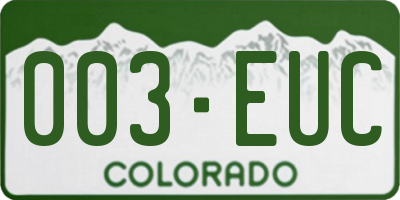 CO license plate 003EUC