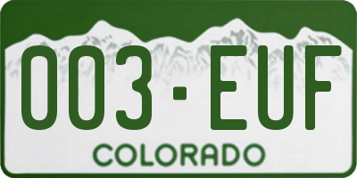 CO license plate 003EUF