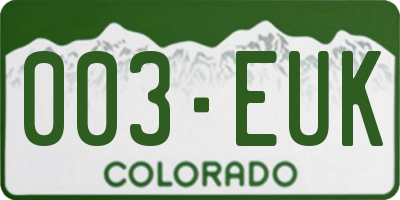 CO license plate 003EUK